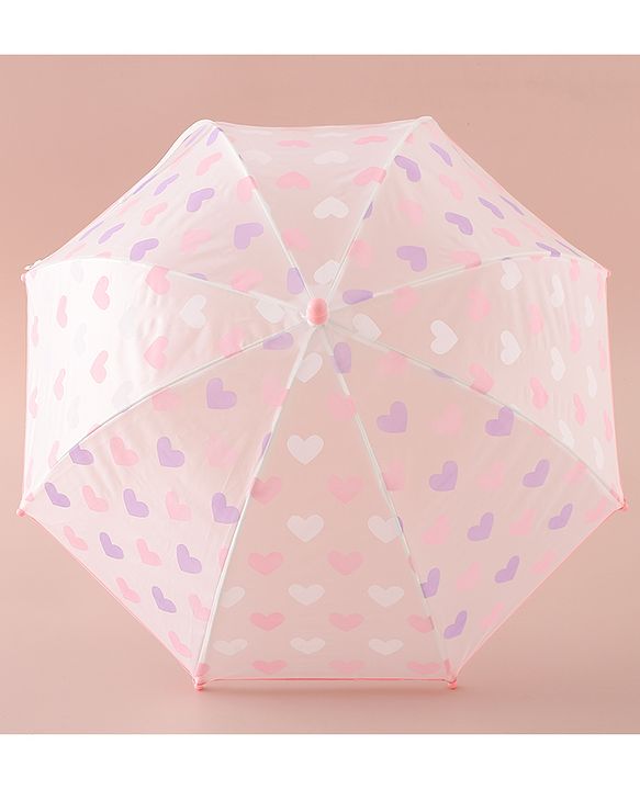 Pine Kids Free Size  Umbrella with Heart Print - Pink