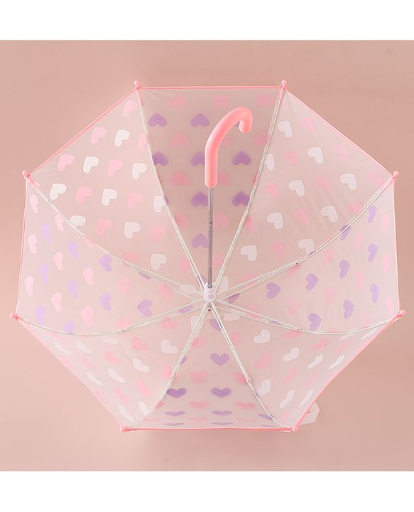 Pine Kids Free Size  Umbrella with Heart Print - Pink