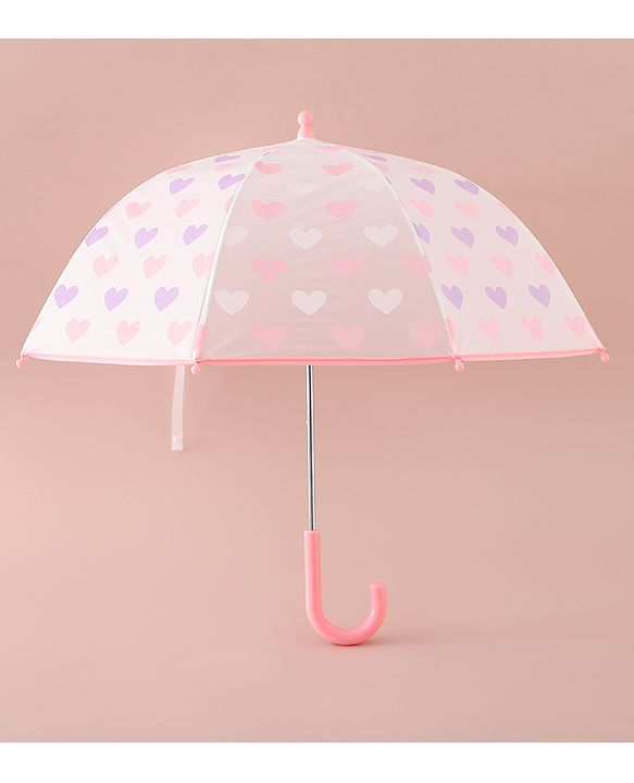 Pine Kids Free Size  Umbrella with Heart Print - Pink