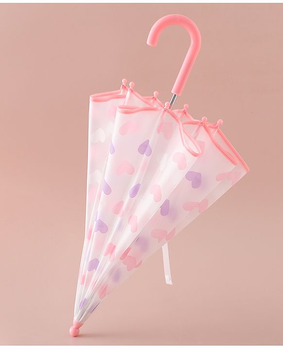 Pine Kids Free Size  Umbrella with Heart Print - Pink