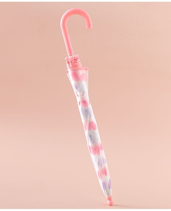 Pine Kids Free Size  Umbrella with Heart Print - Pink