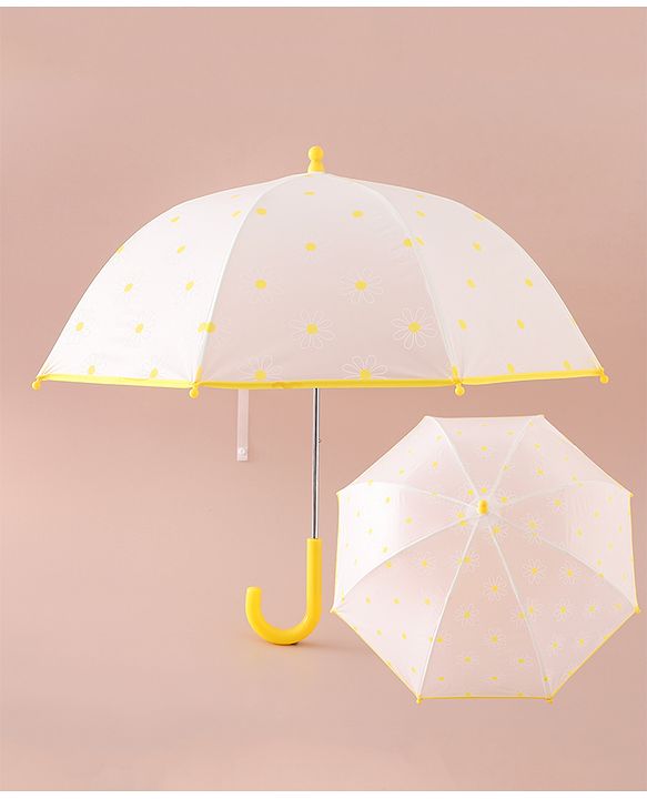 Pine Kids Free Size Umbrella with Flower Print - Yellow