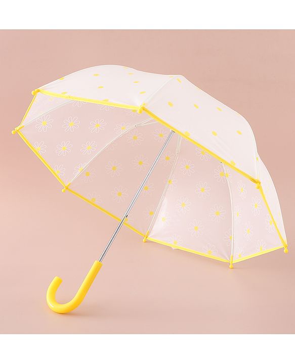 Pine Kids Free Size Umbrella with Flower Print - Yellow