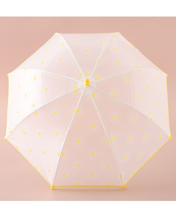 Pine Kids Free Size Umbrella with Flower Print - Yellow