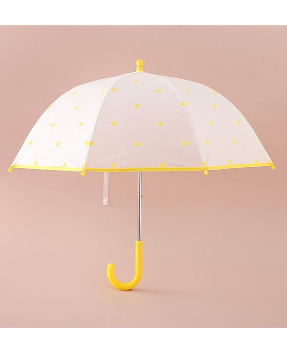 Pine Kids Free Size Umbrella with Flower Print - Yellow
