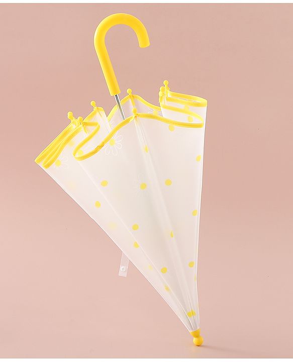 Pine Kids Free Size Umbrella with Flower Print - Yellow