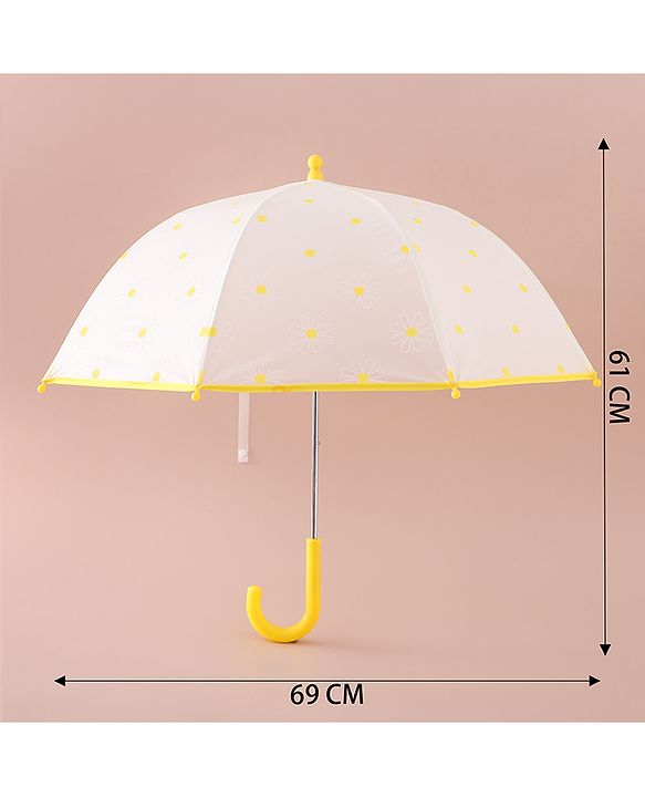 Pine Kids Free Size Umbrella with Flower Print - Yellow