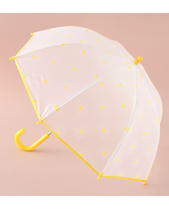 Pine Kids Free Size Umbrella with Flower Print - Yellow