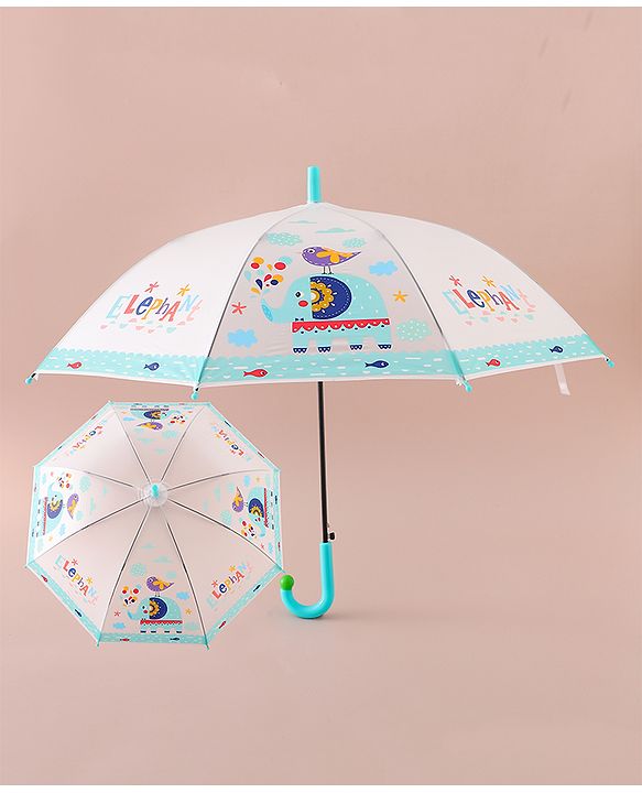 Babyhug Free Size Umbrella with Elephant Print - Blue