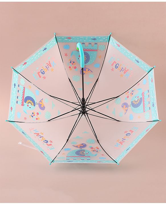 Babyhug Free Size Umbrella with Elephant Print - Blue