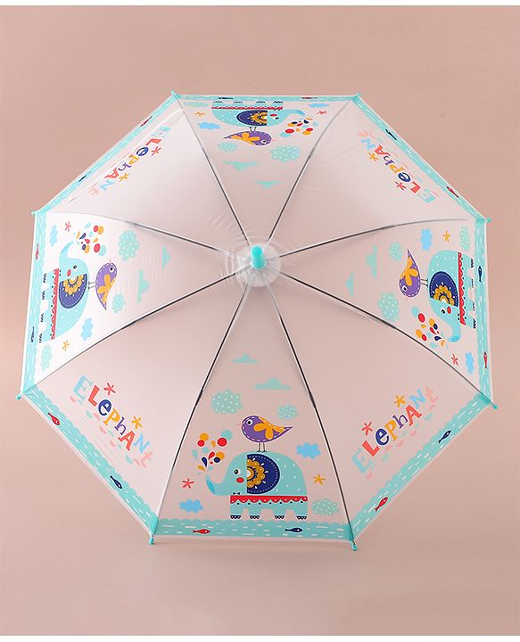 Babyhug Free Size Umbrella with Elephant Print - Blue