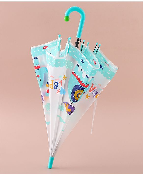 Babyhug Free Size Umbrella with Elephant Print - Blue