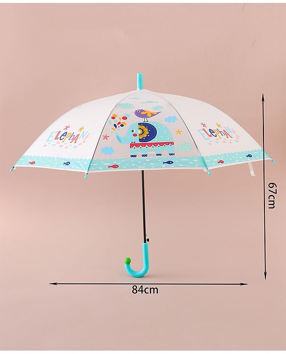 Babyhug Free Size Umbrella with Elephant Print - Blue