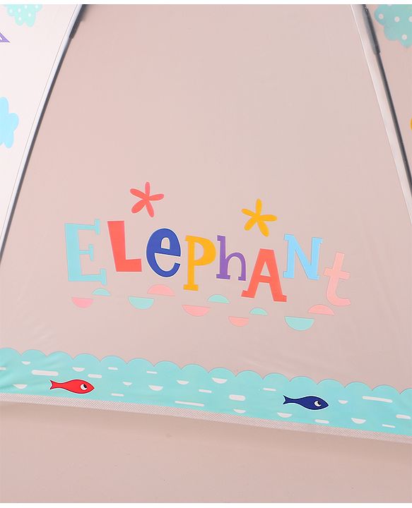 Babyhug Free Size Umbrella with Elephant Print - Blue