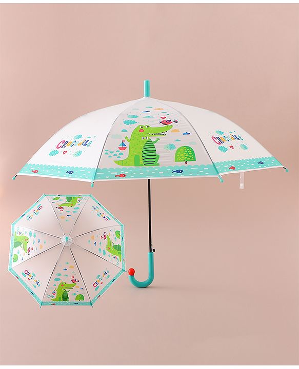 Babyhug Free Size Umbrella with Crocodile Print - Green
