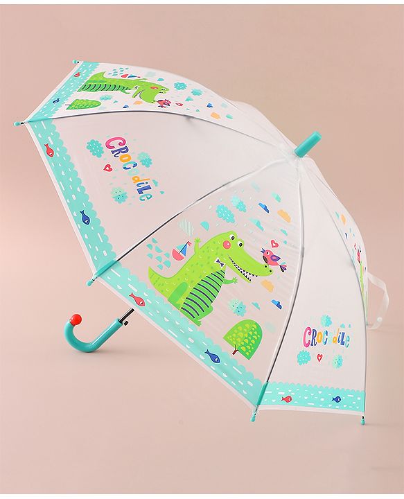 Babyhug Free Size Umbrella with Crocodile Print - Green