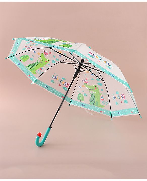 Babyhug Free Size Umbrella with Crocodile Print - Green