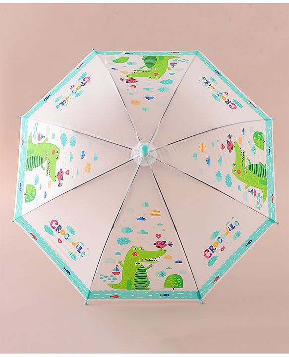 Babyhug Free Size Umbrella with Crocodile Print - Green