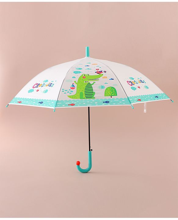 Babyhug Free Size Umbrella with Crocodile Print - Green