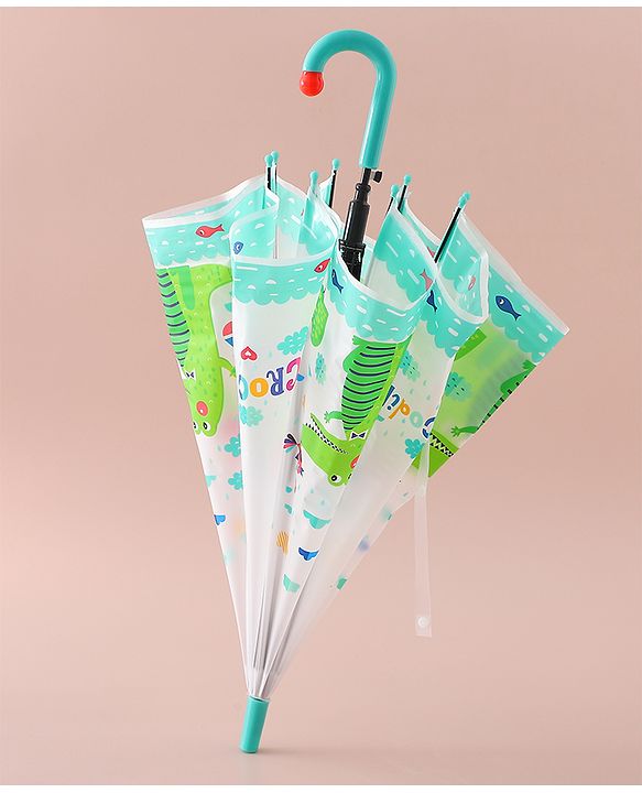 Babyhug Free Size Umbrella with Crocodile Print - Green