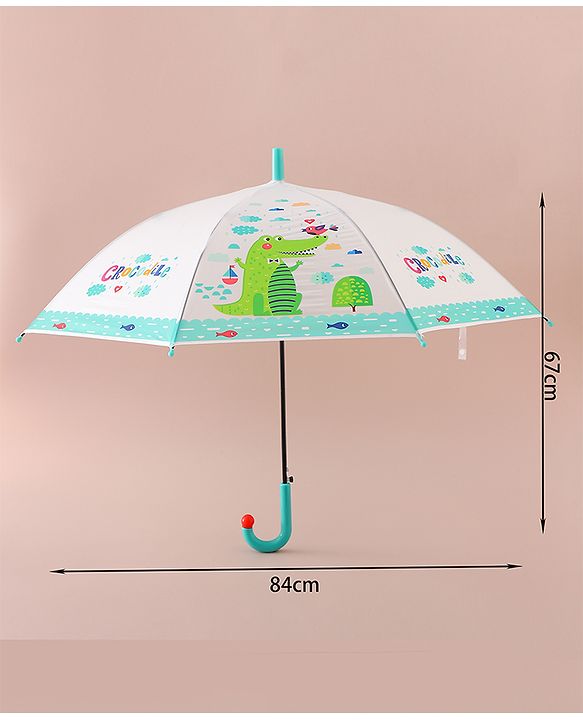 Babyhug Free Size Umbrella with Crocodile Print - Green