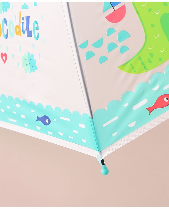 Babyhug Free Size Umbrella with Crocodile Print - Green
