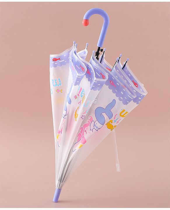 Babyhug Free Size Umbrella with Mermaid Print - Purple