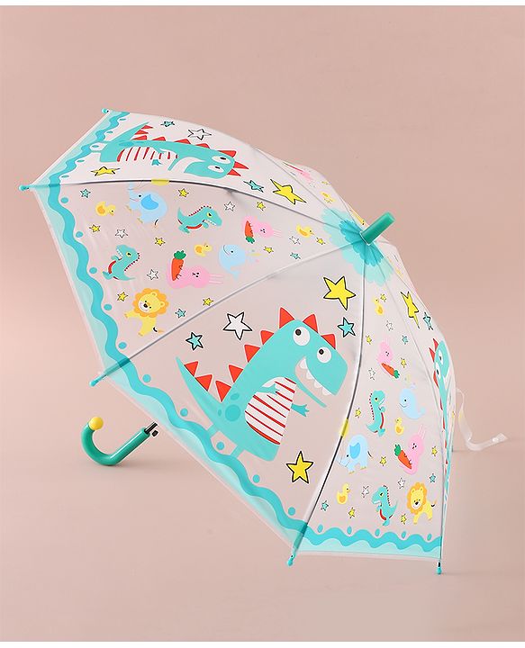 Babyhug Free Size Umbrella with Dinosaur Print - Blue