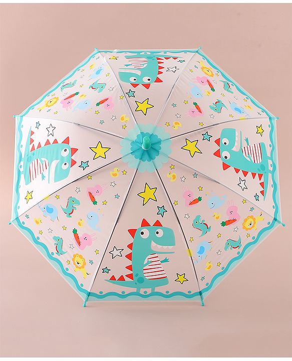 Babyhug Free Size Umbrella with Dinosaur Print - Blue