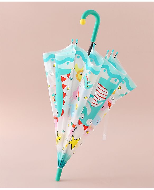 Babyhug Free Size Umbrella with Dinosaur Print - Blue