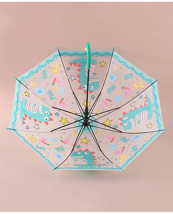 Babyhug Free Size Umbrella with Dinosaur Print - Blue