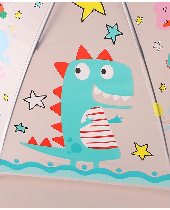 Babyhug Free Size Umbrella with Dinosaur Print - Blue