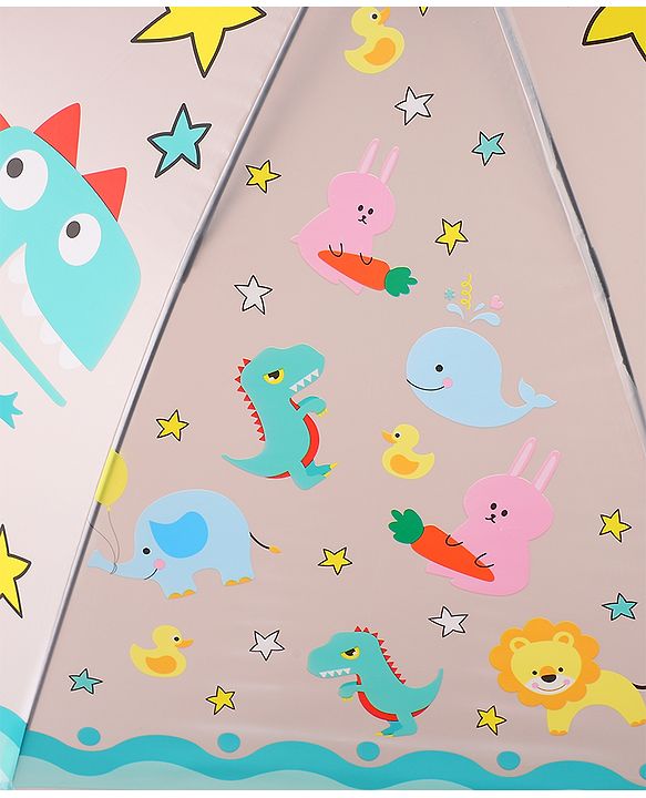 Babyhug Free Size Umbrella with Dinosaur Print - Blue