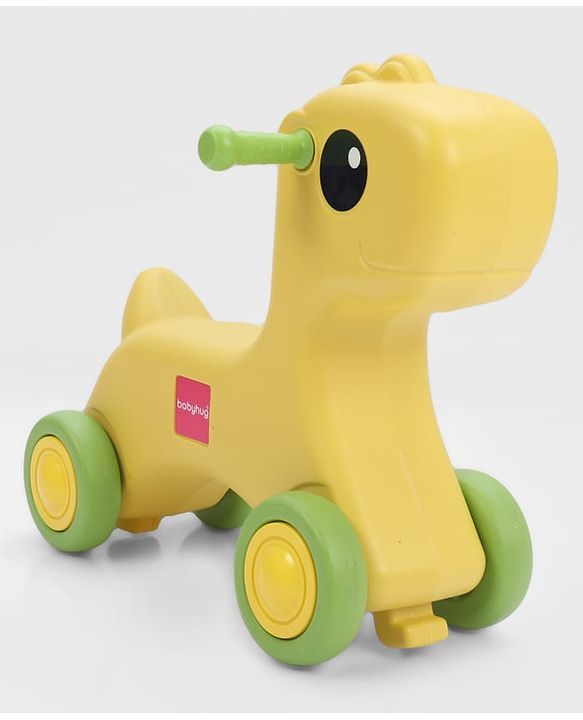 Babyhug 3 in 1 Pony Rocker Combo - Manual Push on Ride On - Yellow & Green| Toy for 1 to 3 Year Kids| Balancing Board| Easy Assemble Indoor & Outdoor Play| BIS Certified| Activity Gifting Option
