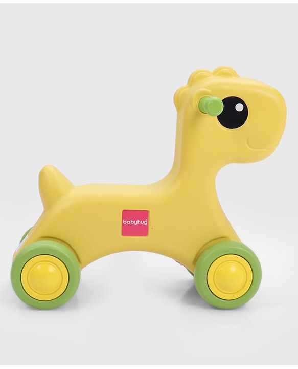 Babyhug 3 in 1 Pony Rocker Combo - Manual Push on Ride On - Yellow & Green| Toy for 1 to 3 Year Kids| Balancing Board| Easy Assemble Indoor & Outdoor Play| BIS Certified| Activity Gifting Option