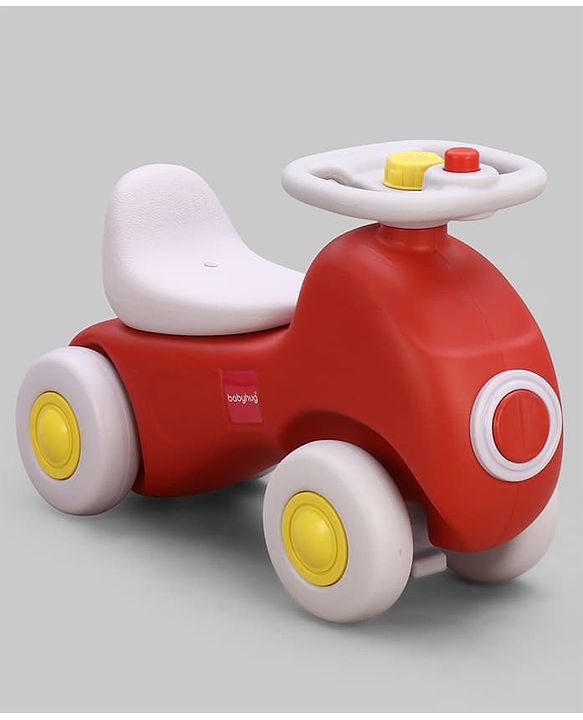 Babyhug 3 in 1 Car Rocker Combo - Push on Ride On - Red & Purple| Toy for 1-3 Years Kid| Balancing Board| Easy Assembly| Indoor & Outdoor Play| BIS Certified| Activity Gifting| Chu-chu Horn
