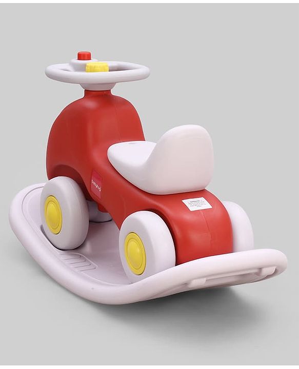 Babyhug 3 in 1 Car Rocker Combo - Push on Ride On - Red & Purple| Toy for 1-3 Years Kid| Balancing Board| Easy Assembly| Indoor & Outdoor Play| BIS Certified| Activity Gifting| Chu-chu Horn