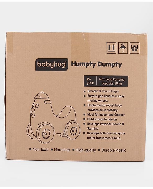 Babyhug Humpty Dumpty Manul Push Ride-On - Yellow & Green| Toy for 1 to 3 Year Kids| Foot-to-Floor Operation| Indoor & Outdoor Play| BIS Certified| Activity Gifting Option