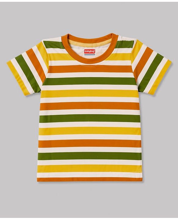 Babyhug 100% Cotton Knit T-Shirts with Graphics Multi Color 6-9 Months Pack of 3