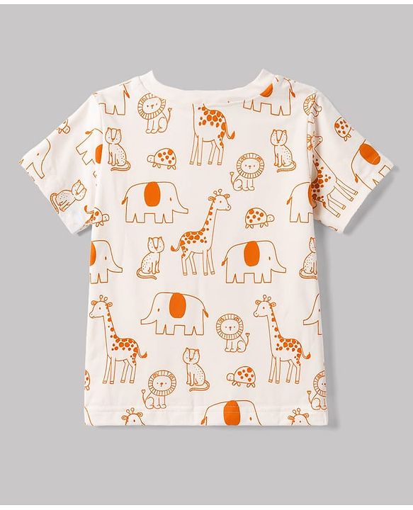 Babyhug 100% Cotton Knit T-Shirts with Graphics Multi Color 6-9 Months Pack of 3