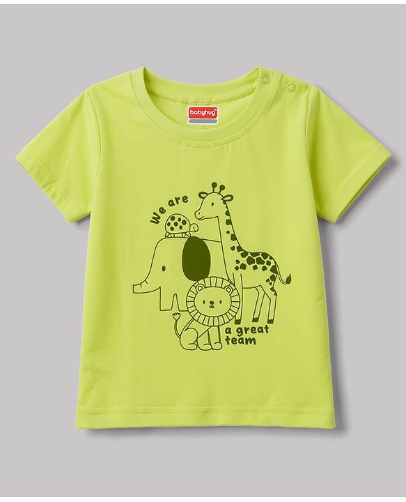 Babyhug 100% Cotton Knit T-Shirts with Graphics Multi Color 6-9 Months Pack of 3