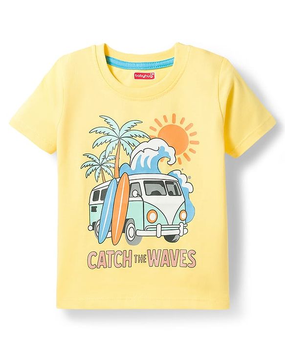 Babyhug Cotton Knit T-Shirt with Graphics Multi Color 6-9 Months