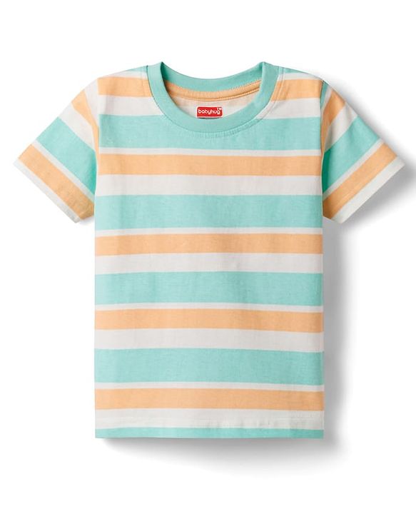 Babyhug Cotton Knit Half Sleeves Striped T-Shirts with Coconut Tree Print Pack of 3 - Multicolor