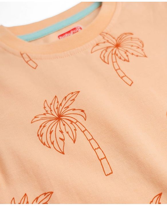 Babyhug Cotton Knit Half Sleeves Striped T-Shirts with Coconut Tree Print Pack of 3 - Multicolor