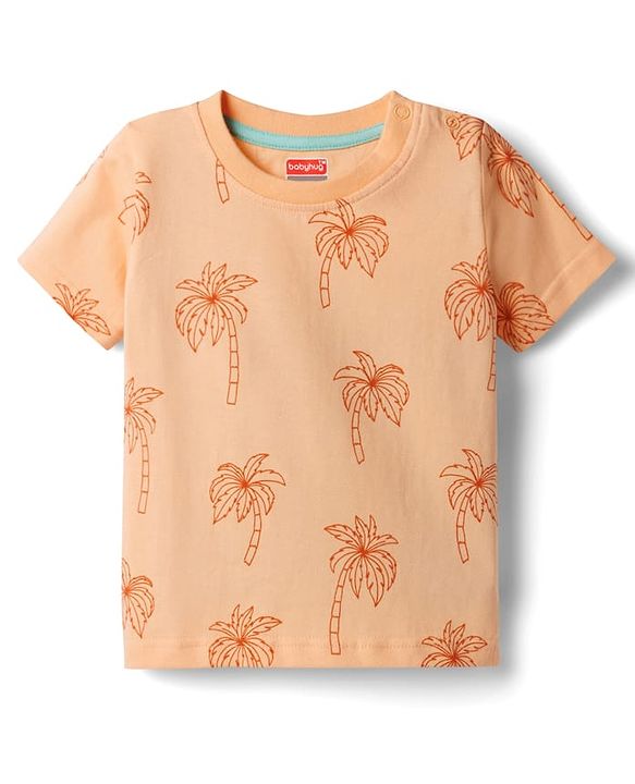 Babyhug Cotton Knit Half Sleeves Striped T-Shirts with Coconut Tree Print Pack of 3 - Multicolor