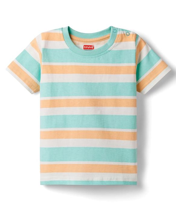 Babyhug Cotton Knit Half Sleeves Striped T-Shirts with Coconut Tree Print Pack of 3 - Multicolor