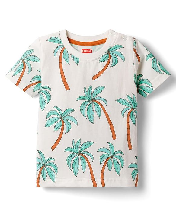 Babyhug Cotton Knit Half Sleeves Striped T-Shirts with Coconut Tree Print Pack of 3 - Multicolor