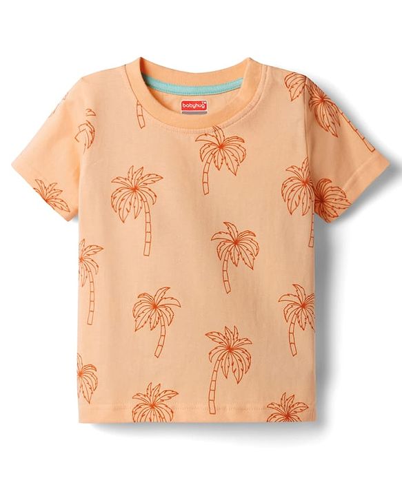 Babyhug Cotton Knit Half Sleeves Striped T-Shirts with Coconut Tree Print Pack of 3 - Multicolor