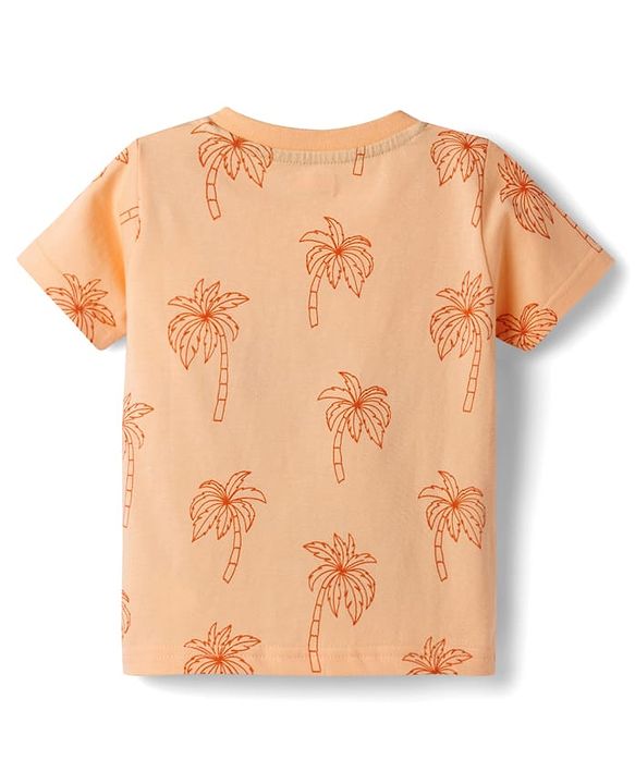 Babyhug Cotton Knit Half Sleeves Striped T-Shirts with Coconut Tree Print Pack of 3 - Multicolor