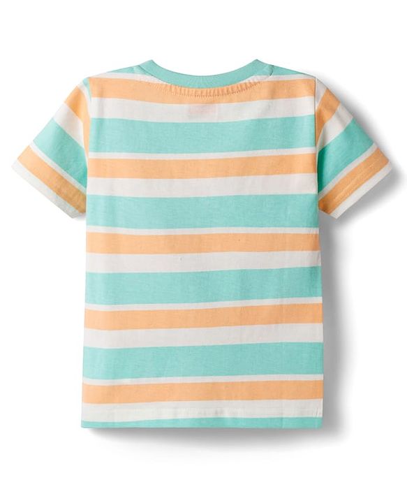 Babyhug Cotton Knit Half Sleeves Striped T-Shirts with Coconut Tree Print Pack of 3 - Multicolor